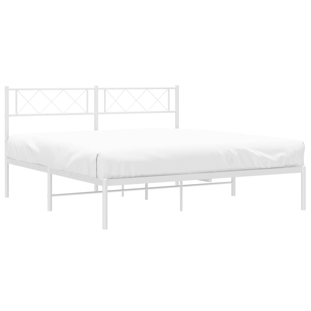 Bedframe Metaal 140 x 200 cm Wit met hoofdbord