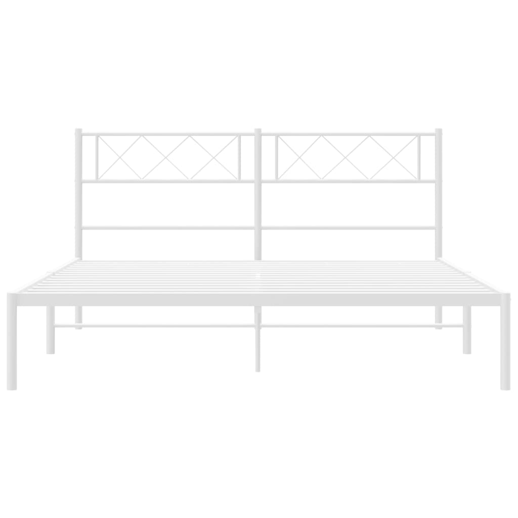 Bedframe Metaal 140 x 200 cm Wit met hoofdbord