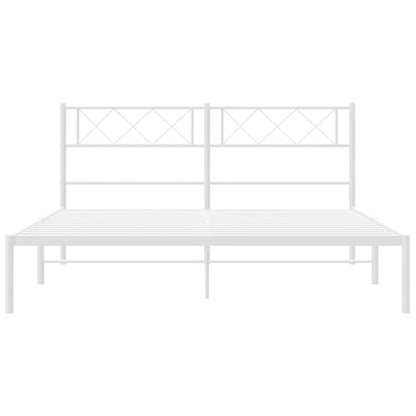 Bedframe Metaal 140 x 200 cm Wit met hoofdbord
