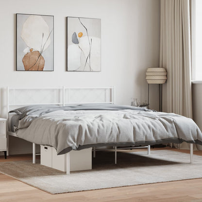 Bedframe Metaal 140 x 200 cm Wit met hoofdbord