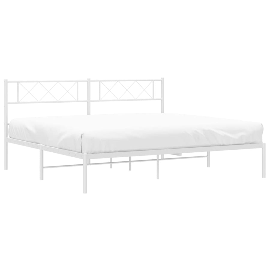 Bedframe Metaal 160 x 200 cm Wit met hoofdbord