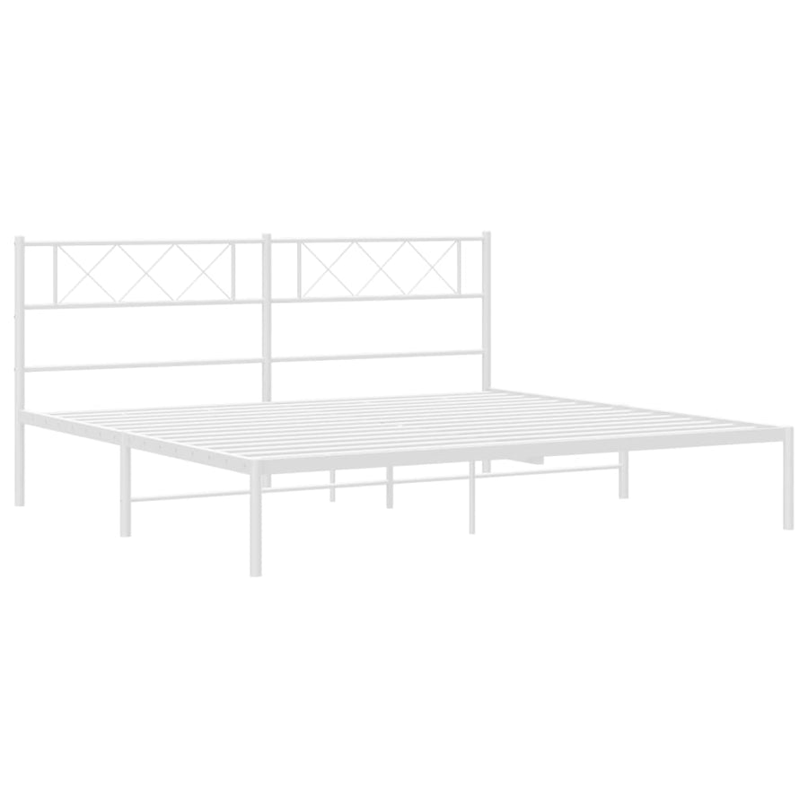 Bedframe Metaal 160 x 200 cm Wit met hoofdbord