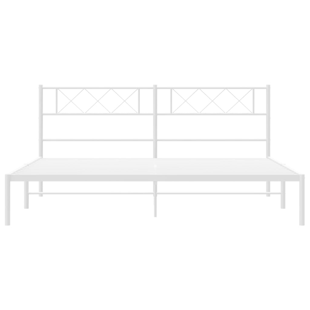 Bedframe Metaal 160 x 200 cm Wit met hoofdbord