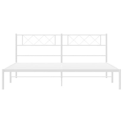 Bedframe Metaal 160 x 200 cm Wit met hoofdbord