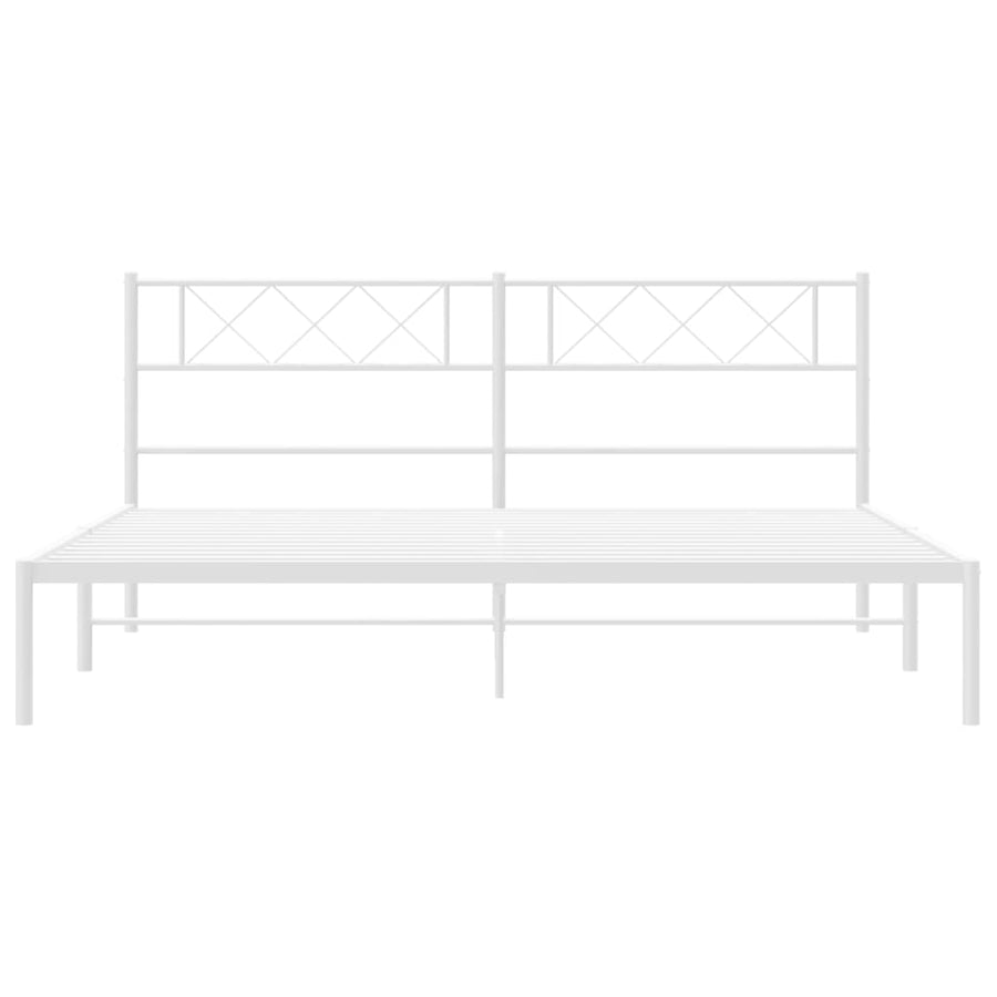Bedframe Metaal 160 x 200 cm Wit met hoofdbord