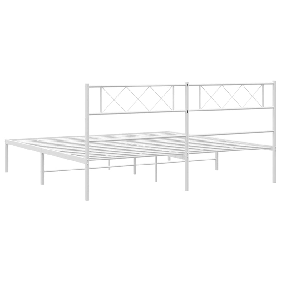Bedframe Metaal 160 x 200 cm Wit met hoofdbord