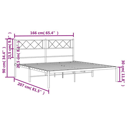 Bedframe Metaal 160 x 200 cm Wit met hoofdbord