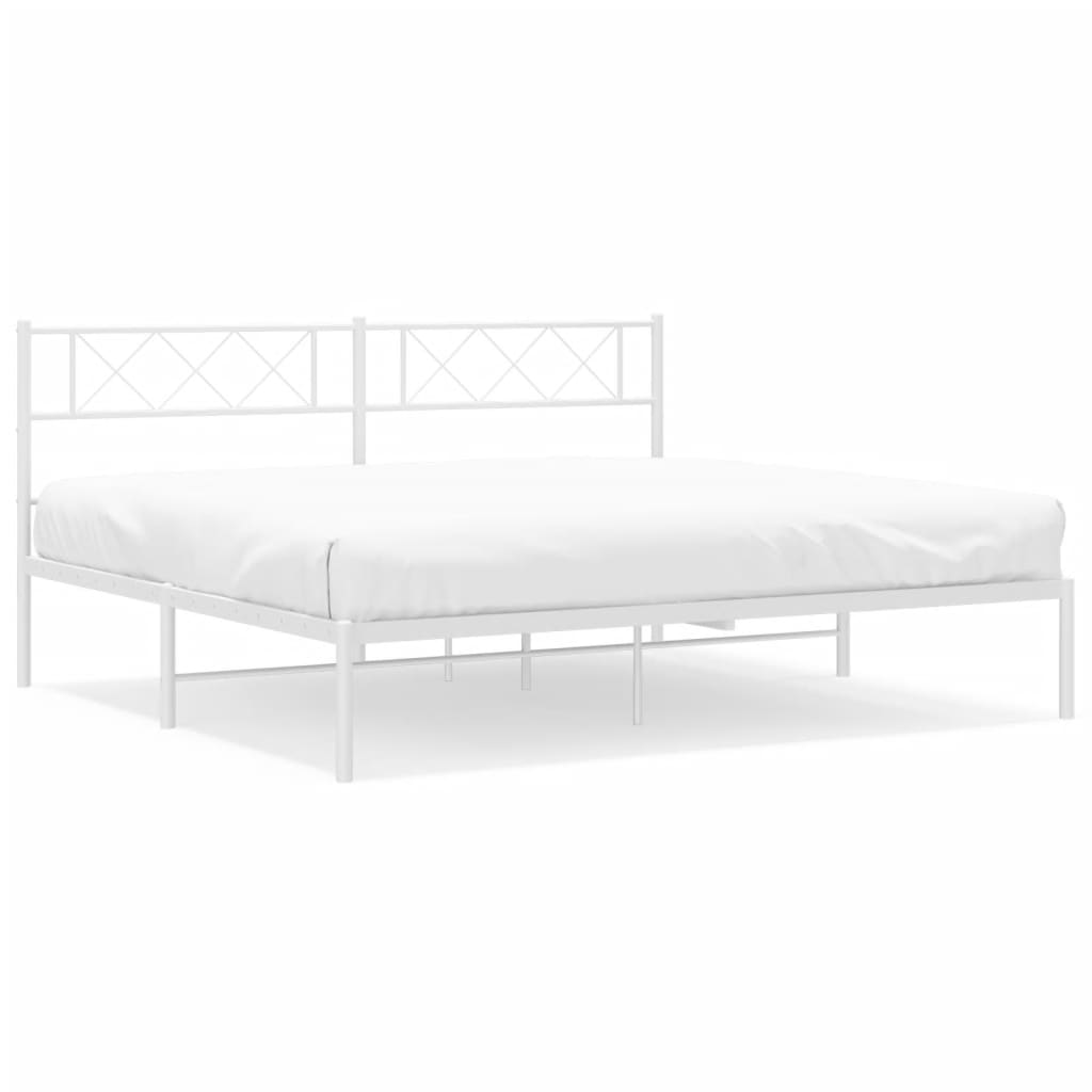 Bedframe Metaal 183 x 213 cm Wit met hoofdbord