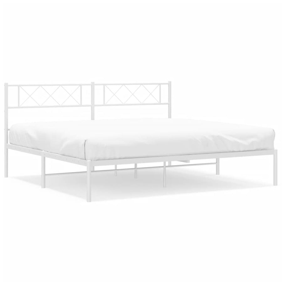 Bedframe Metaal 183 x 213 cm Wit met hoofdbord