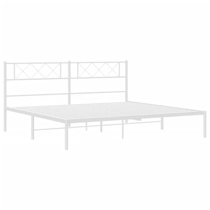 Bedframe Metaal 183 x 213 cm Wit met hoofdbord