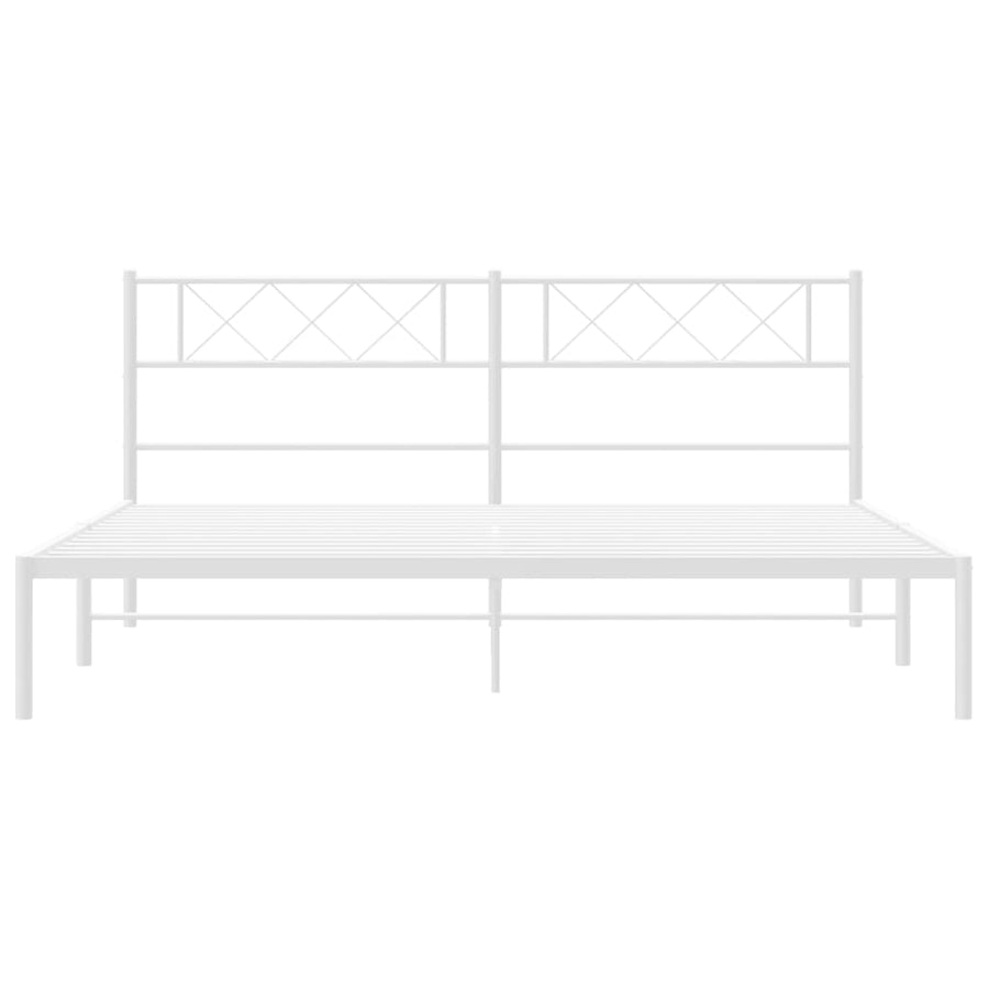 Bedframe Metaal 183 x 213 cm Wit met hoofdbord