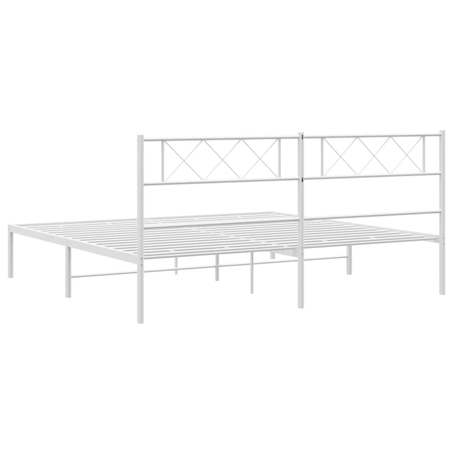 Bedframe Metaal 183 x 213 cm Wit met hoofdbord