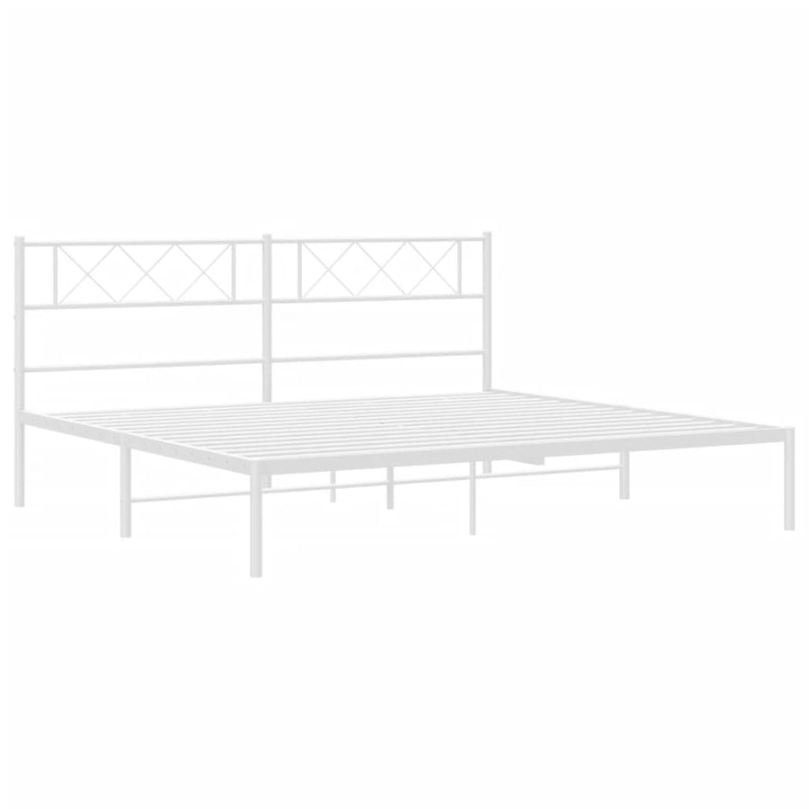Bedframe Metaal 193 x 203 cm Wit met hoofdbord