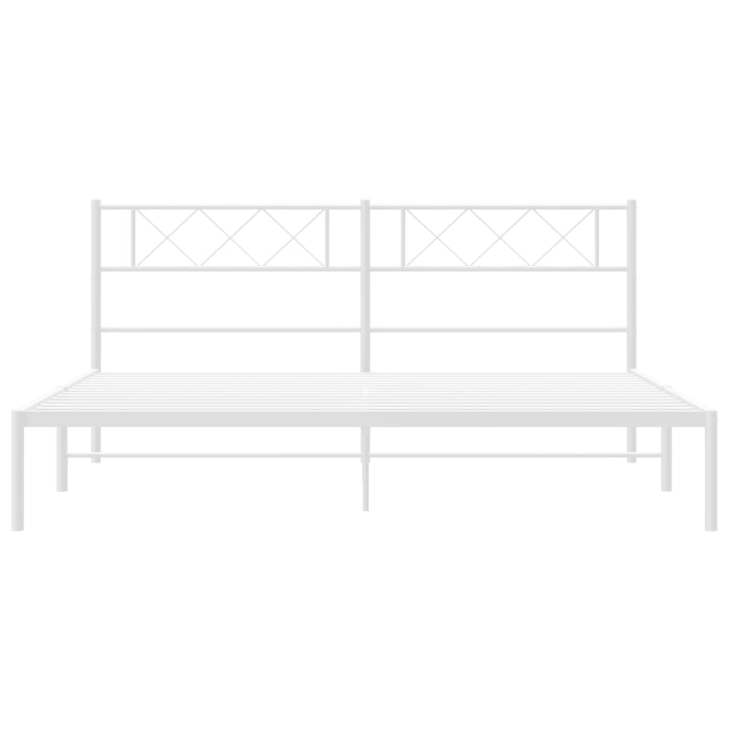 Bedframe Metaal 193 x 203 cm Wit met hoofdbord