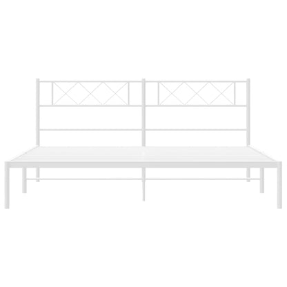 Bedframe Metaal 193 x 203 cm Wit met hoofdbord