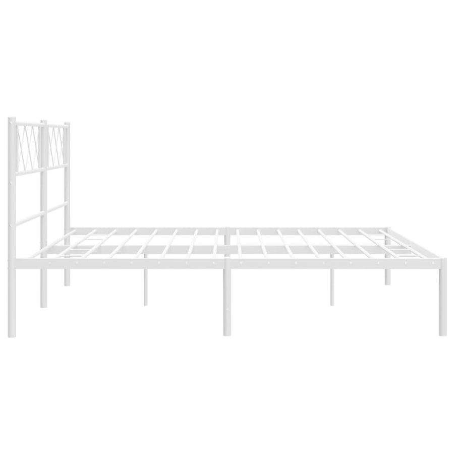 Bedframe Metaal 193 x 203 cm Wit met hoofdbord