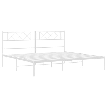 Bedframe Metaal 200 x 200 cm Wit met hoofdbord