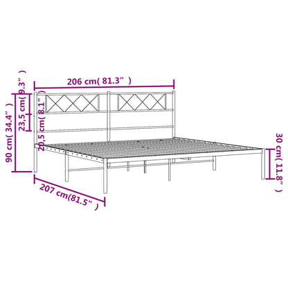 Bedframe Metaal 200 x 200 cm Wit met hoofdbord