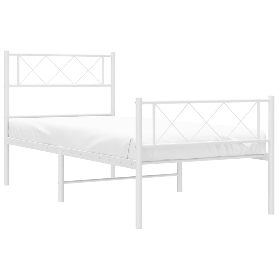 Bedframe Met Hoofd- En Voeteneinde Metaal 80 x 200 cm Wit met hoofdbord & voetbord
