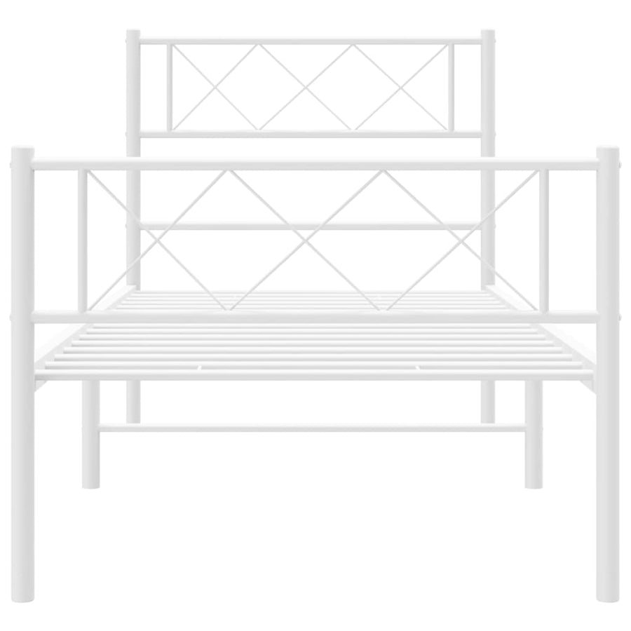 Bedframe Met Hoofd- En Voeteneinde Metaal 80 x 200 cm Wit met hoofdbord & voetbord
