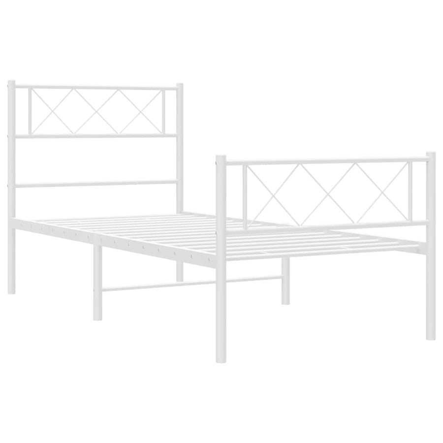 Bedframe Met Hoofd- En Voeteneinde Metaal 80 x 200 cm Wit met hoofdbord & voetbord