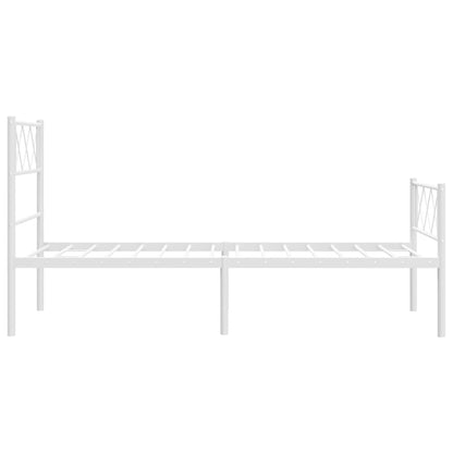 Bedframe Met Hoofd- En Voeteneinde Metaal 80 x 200 cm Wit met hoofdbord & voetbord