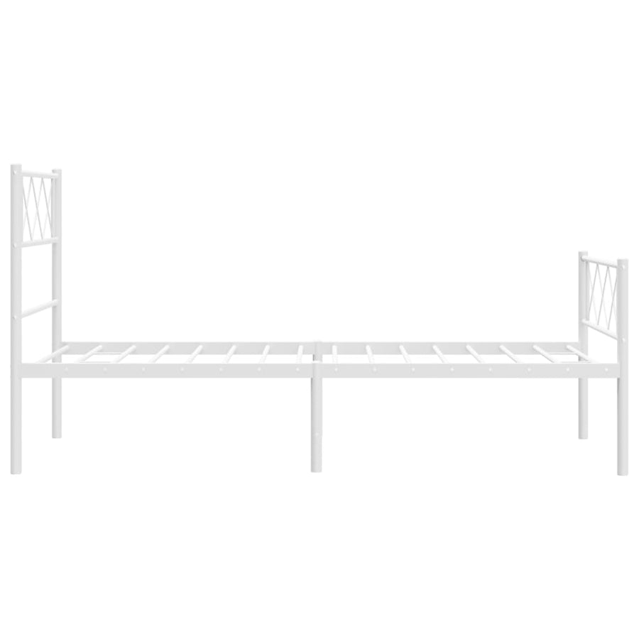 Bedframe Met Hoofd- En Voeteneinde Metaal 80 x 200 cm Wit met hoofdbord & voetbord