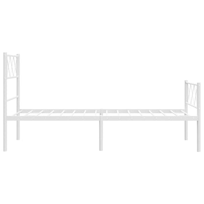 Bedframe Met Hoofd- En Voeteneinde Metaal 90 x 200 cm Wit met hoofdbord & voetbord