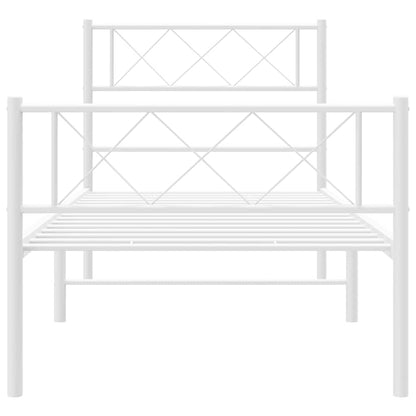 Bedframe met hoofd- en voeteneinde metaal wit 100x190 cm