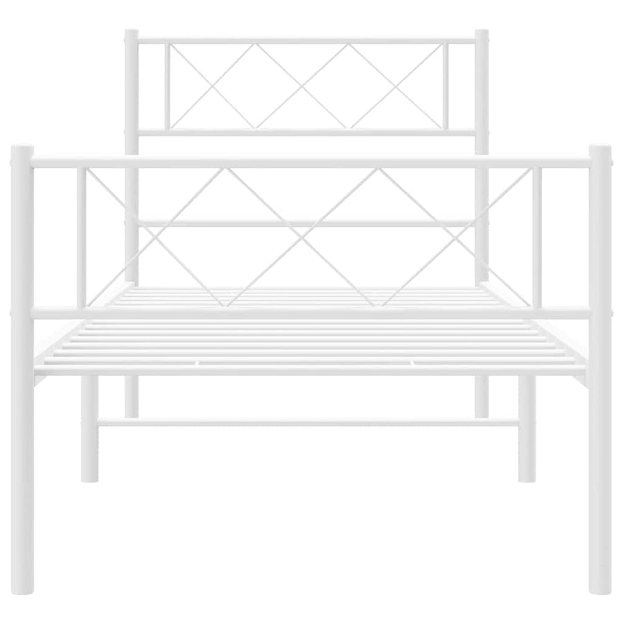 Bedframe met hoofd- en voeteneinde metaal wit 100x190 cm