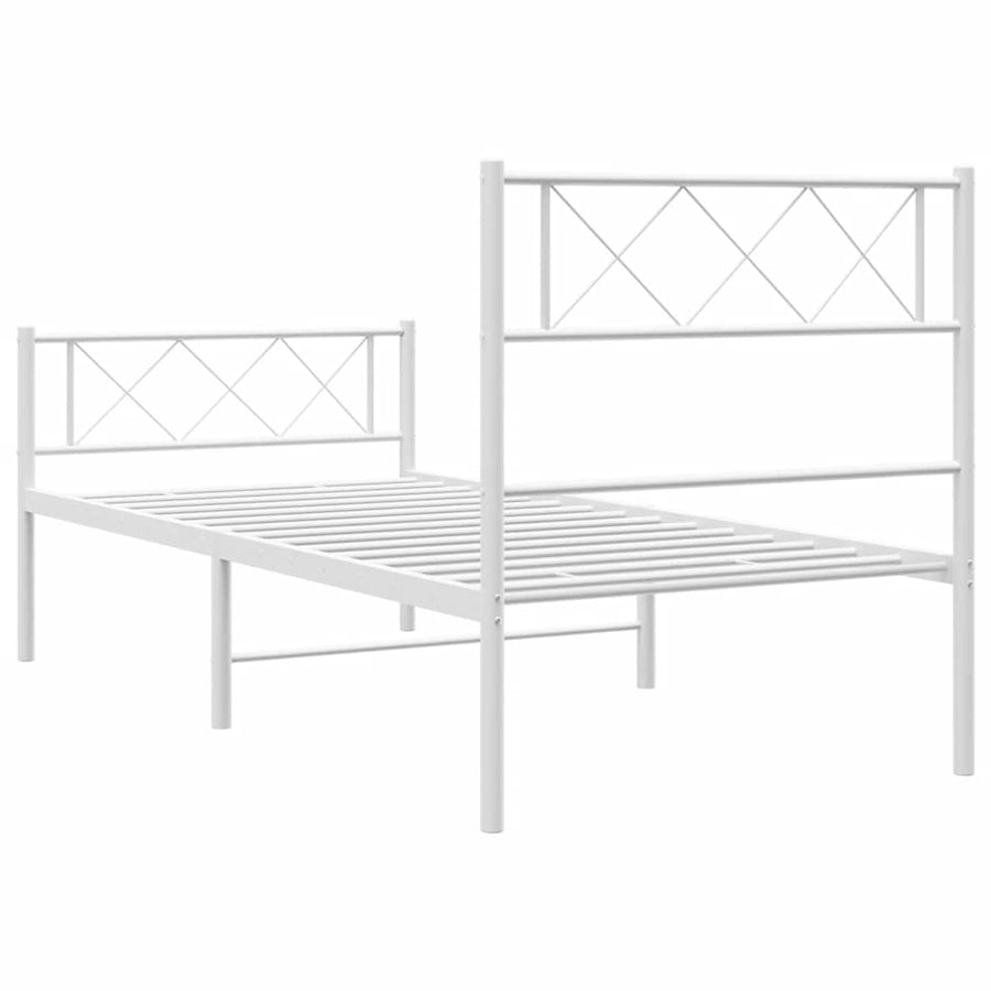 Bedframe met hoofd- en voeteneinde metaal wit 100x190 cm