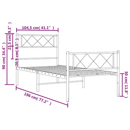 Bedframe met hoofd- en voeteneinde metaal wit 100x190 cm