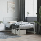 Bedframe Met Hoofd- En Voeteneinde Metaal 100 x 190 cm Wit met hoofdbord & voetbord