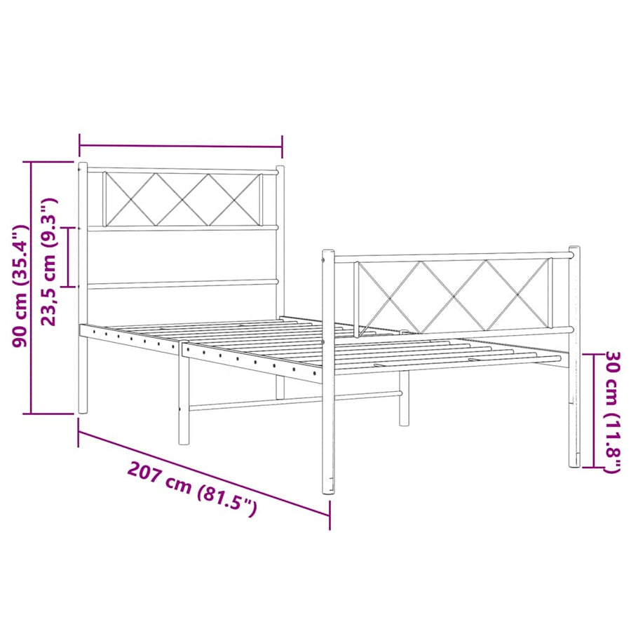 Bedframe Met Hoofd- En Voeteneinde Metaal 100 x 200 cm