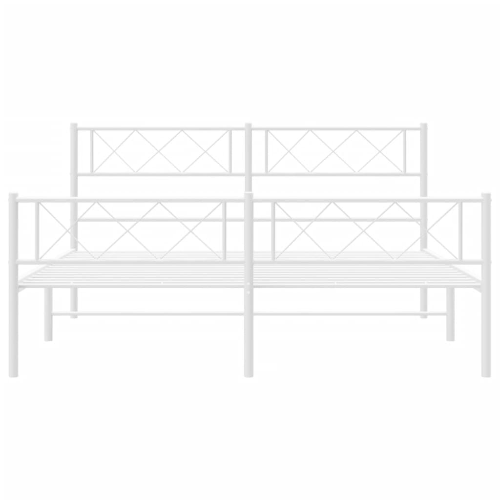 Bedframe Met Hoofd- En Voeteneinde Metaal 120 x 200 cm Wit met hoofdbord & voetbord