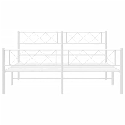 Bedframe Met Hoofd- En Voeteneinde Metaal 120 x 200 cm Wit met hoofdbord & voetbord