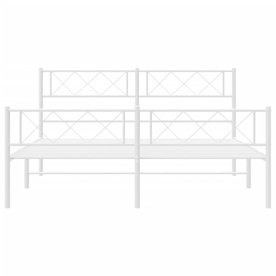 Bedframe Met Hoofd- En Voeteneinde Metaal 120 x 200 cm Wit met hoofdbord & voetbord
