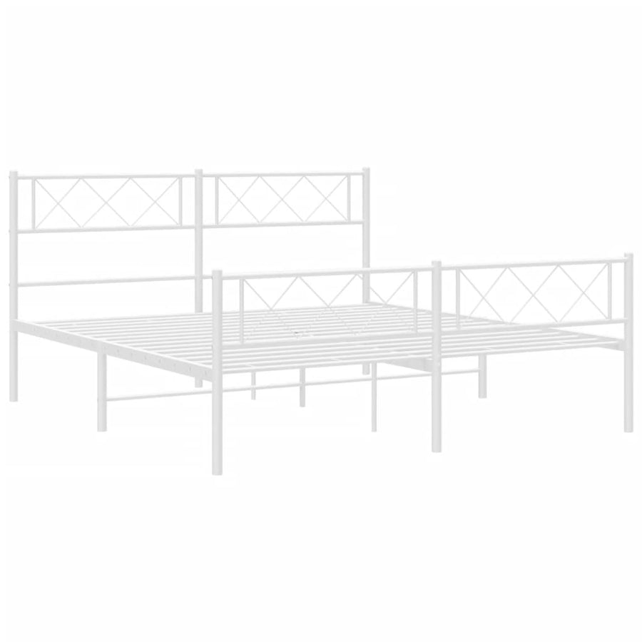 Bedframe Met Hoofd- En Voeteneinde Metaal 120 x 200 cm Wit met hoofdbord & voetbord
