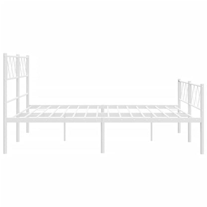 Bedframe Met Hoofd- En Voeteneinde Metaal 120 x 200 cm Wit met hoofdbord & voetbord
