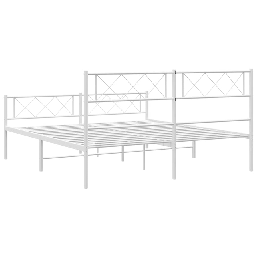 Bedframe Met Hoofd- En Voeteneinde Metaal 120 x 200 cm Wit met hoofdbord & voetbord