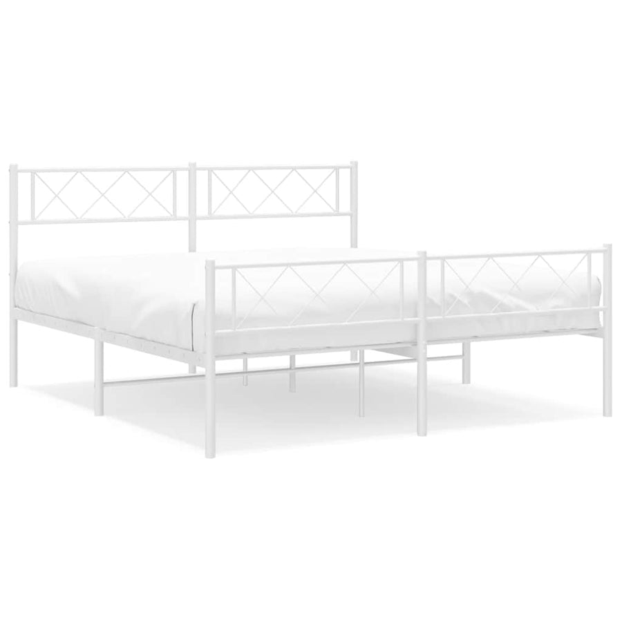 Bedframe met hoofd- en voeteneinde metaal wit 135x190 cm