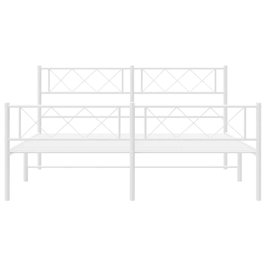 Bedframe met hoofd- en voeteneinde metaal wit 135x190 cm