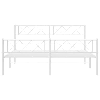 Bedframe met hoofd- en voeteneinde metaal wit 135x190 cm