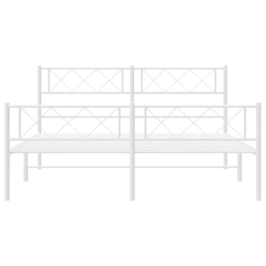 Bedframe met hoofd- en voeteneinde metaal wit 135x190 cm