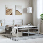 Bedframe met hoofd- en voeteneinde metaal wit 135x190 cm