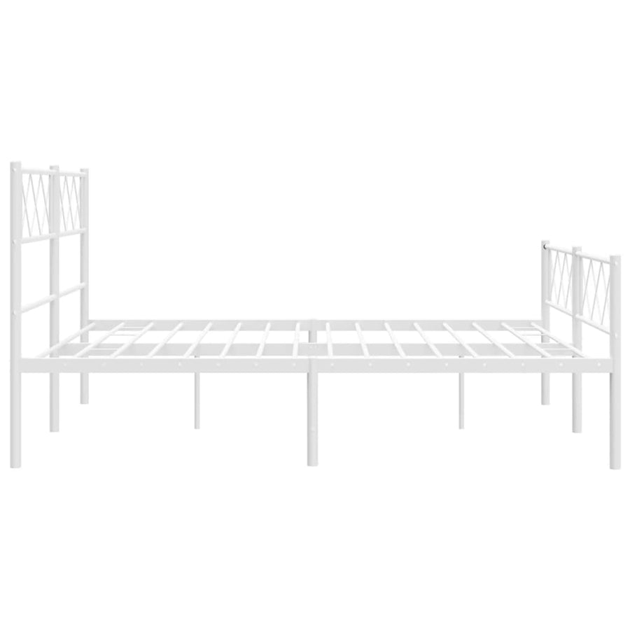 Bedframe Met Hoofd- En Voeteneinde Metaal 140 x 190 cm Wit met hoofdbord & voetbord