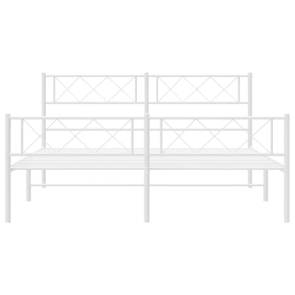 Bedframe Met Hoofd- En Voeteneinde Metaal 140 x 200 cm Wit met hoofdbord & voetbord