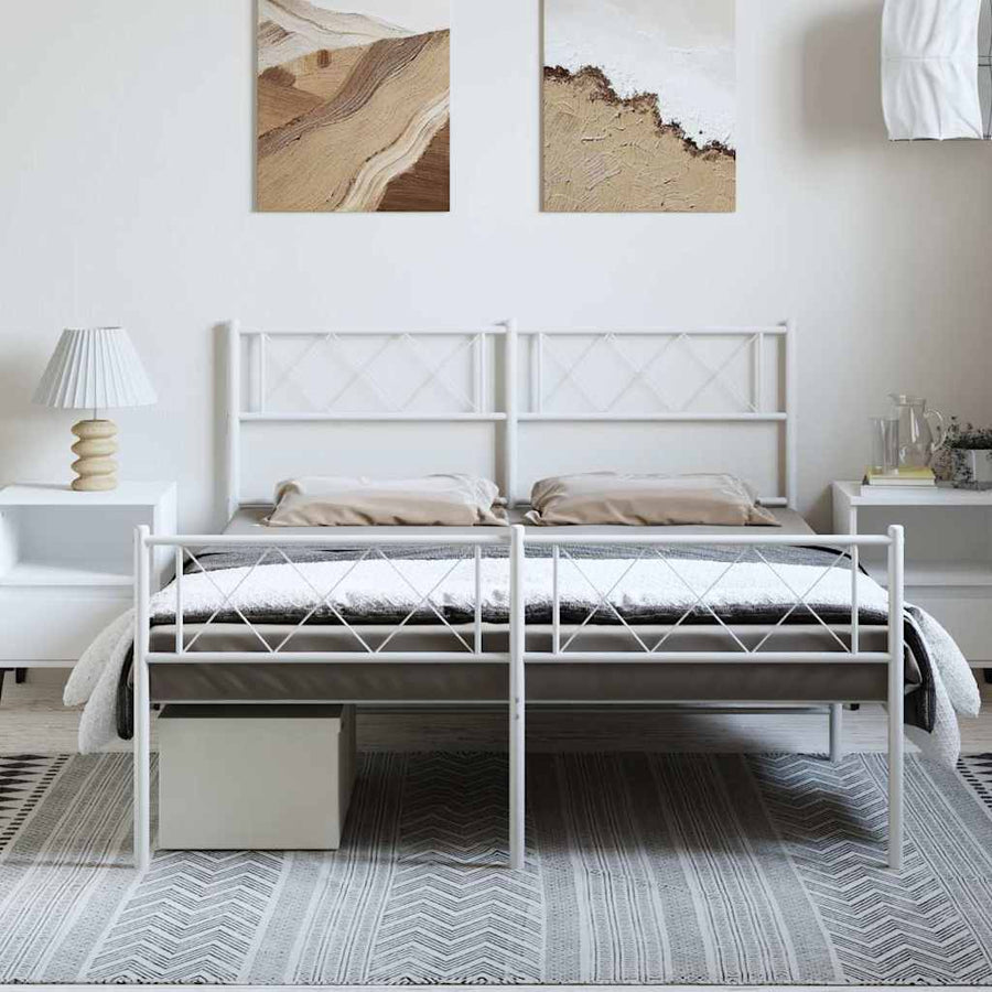 Bedframe Met Hoofd- En Voeteneinde Metaal 150 x 200 cm