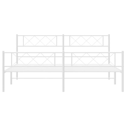 Bedframe Met Hoofd- En Voeteneinde Metaal 183 x 213 cm Wit met hoofdbord & voetbord