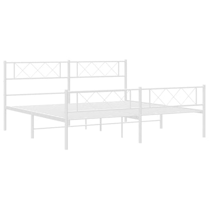 Bedframe Met Hoofd- En Voeteneinde Metaal 183 x 213 cm Wit met hoofdbord & voetbord